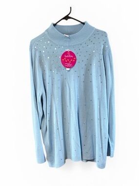 Quacker Factory Sequin Mock Neck Sweater NWT